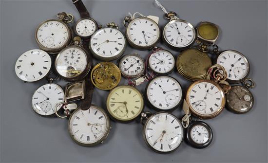 A quantity of assorted pocket watches, wrist watches and movements etc. including silver.